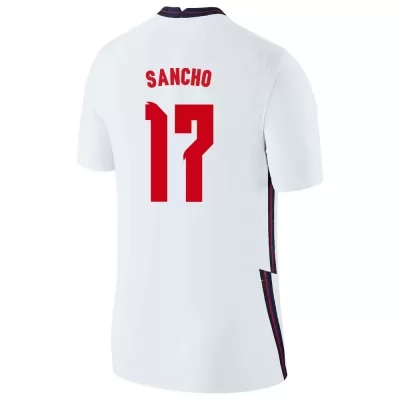 Hombre Selección de fútbol de Inglaterra Camiseta Jadon Sancho #17 1ª Equipación Blanco 2021 Chile