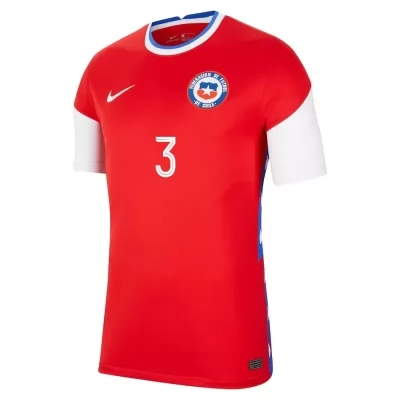 Mujer Selección de fútbol de Chile Camiseta Guillermo Maripan #3 1ª Equipación Rojo 2021 Chile