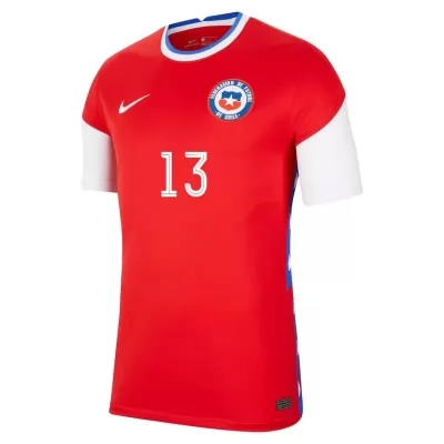 Mujer Selección de fútbol de Chile Camiseta Erick Pulgar #13 1ª Equipación Rojo 2021 Chile