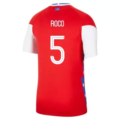Mujer Selección de fútbol de Chile Camiseta Enzo Roco #5 1ª Equipación Rojo 2021 Chile
