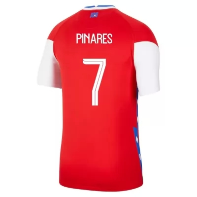 Mujer Selección de fútbol de Chile Camiseta Cesar Pinares #7 1ª Equipación Rojo 2021 Chile