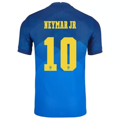 Mujer Selección de fútbol de Brasil Camiseta Neymar #10 2ª Equipación Azul 2021 Chile