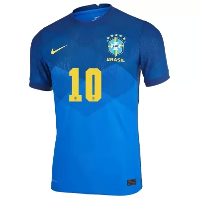 Niño Selección De Fútbol De Brasil Camiseta Neymar #10 2ª Equipación Azul 2021 Chile