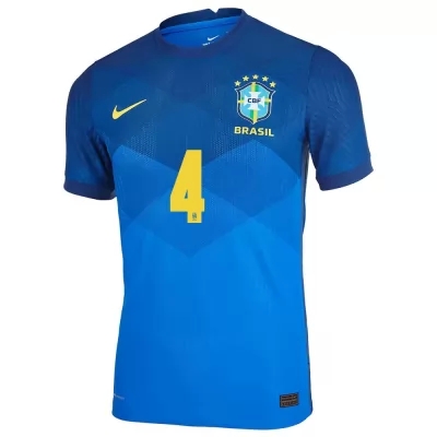Mujer Selección de fútbol de Brasil Camiseta Marquinhos #4 2ª Equipación Azul 2021 Chile