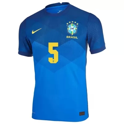 Niño Selección De Fútbol De Brasil Camiseta Casemiro #5 2ª Equipación Azul 2021 Chile