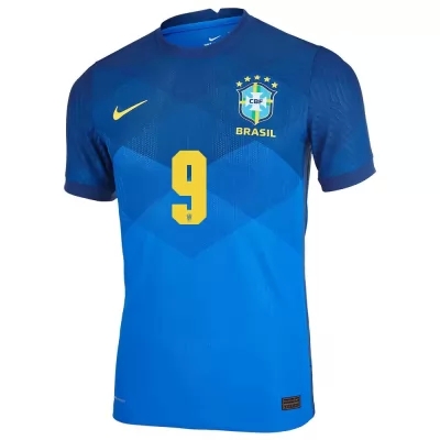 Hombre Selección De Fútbol De Brasil Camiseta Gabriel Jesus #9 2ª Equipación Azul 2021 Chile