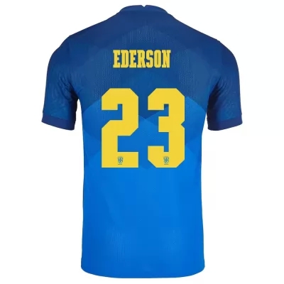Niño Selección de fútbol de Brasil Camiseta Ederson #23 2ª Equipación Azul 2021 Chile