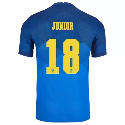 Hombre Selección de fútbol de Brasil Camiseta Vinicius Junior #18 2ª Equipación Azul 2021 Chile