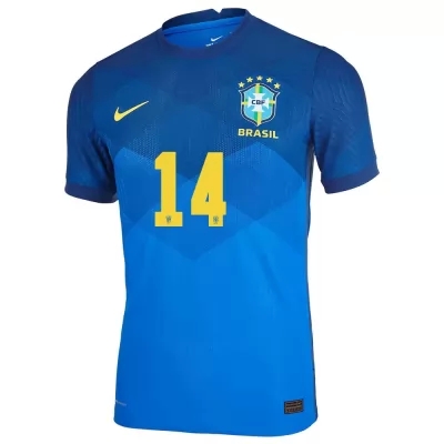 Mujer Selección de fútbol de Brasil Camiseta Eder Militao #14 2ª Equipación Azul 2021 Chile