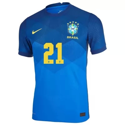 Mujer Selección de fútbol de Brasil Camiseta Gabriel Barbosa #21 2ª Equipación Azul 2021 Chile