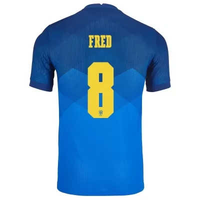 Hombre Selección de fútbol de Brasil Camiseta Fred #8 2ª Equipación Azul 2021 Chile