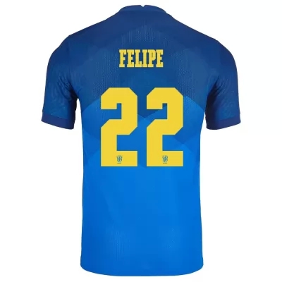 Niño Selección de fútbol de Brasil Camiseta Felipe #22 2ª Equipación Azul 2021 Chile