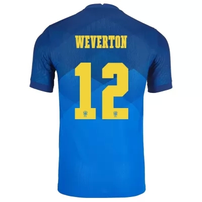 Niño Selección de fútbol de Brasil Camiseta Weverton #12 2ª Equipación Azul 2021 Chile