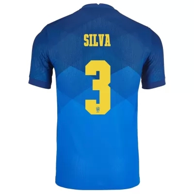 Niño Selección de fútbol de Brasil Camiseta Thiago Silva #3 2ª Equipación Azul 2021 Chile