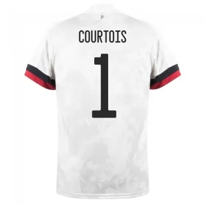 Niño Selección de fútbol de Bélgica Camiseta Thibaut Courtois #1 2ª Equipación Blanco negro 2021 Chile