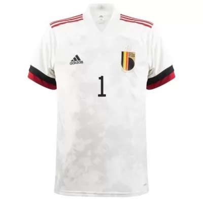 Mujer Selección de fútbol de Bélgica Camiseta Thibaut Courtois #1 2ª Equipación Blanco negro 2021 Chile