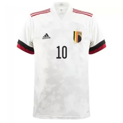 Mujer Selección De Fútbol De Bélgica Camiseta Eden Hazard #10 2ª Equipación Blanco Negro 2021 Chile