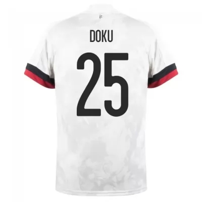 Niño Selección de fútbol de Bélgica Camiseta Jeremy Doku #25 2ª Equipación Blanco negro 2021 Chile