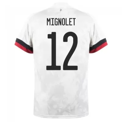 Niño Selección de fútbol de Bélgica Camiseta Simon Mignolet #12 2ª Equipación Blanco negro 2021 Chile