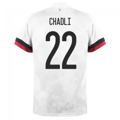 Mujer Selección De Fútbol De Bélgica Camiseta Nacer Chadli #22 2ª Equipación Blanco Negro 2021 Chile