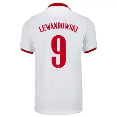Mujer Selección de fútbol de Polonia Camiseta Robert Lewandowski #9 2ª Equipación Blanco 2021 Chile