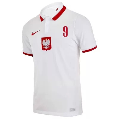 Mujer Selección de fútbol de Polonia Camiseta Robert Lewandowski #9 2ª Equipación Blanco 2021 Chile