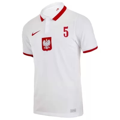 Mujer Selección de fútbol de Polonia Camiseta Jan Bednarek #5 2ª Equipación Blanco 2021 Chile