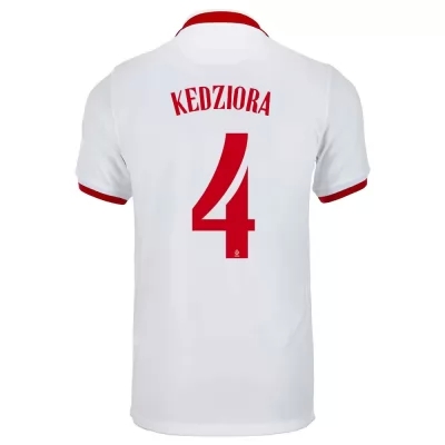 Mujer Selección de fútbol de Polonia Camiseta Tomasz Kedziora #4 2ª Equipación Blanco 2021 Chile