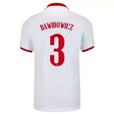 Niño Selección De Fútbol De Polonia Camiseta Pawel Dawidowicz #3 2ª Equipación Blanco 2021 Chile