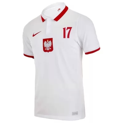 Mujer Selección de fútbol de Polonia Camiseta Przemyslaw Placheta #17 2ª Equipación Blanco 2021 Chile