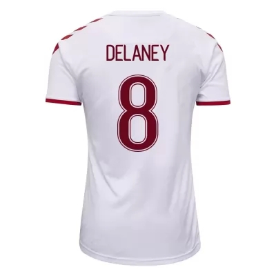Mujer Selección de fútbol de Dinamarca Camiseta Thomas Delaney #8 2ª Equipación Blanco 2021 Chile