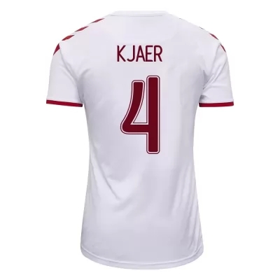 Mujer Selección de fútbol de Dinamarca Camiseta Simon Kjaer #4 2ª Equipación Blanco 2021 Chile