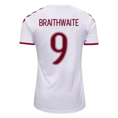 Mujer Selección de fútbol de Dinamarca Camiseta Martin Braithwaite #9 2ª Equipación Blanco 2021 Chile