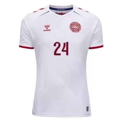 Mujer Selección de fútbol de Dinamarca Camiseta Mathias Jensen #24 2ª Equipación Blanco 2021 Chile