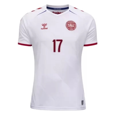 Mujer Selección de fútbol de Dinamarca Camiseta Jens Stryger Larsen #17 2ª Equipación Blanco 2021 Chile