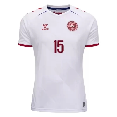 Mujer Selección de fútbol de Dinamarca Camiseta Christian Norgaard #15 2ª Equipación Blanco 2021 Chile