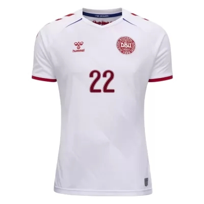 Mujer Selección de fútbol de Dinamarca Camiseta Frederik Ronnow #22 2ª Equipación Blanco 2021 Chile