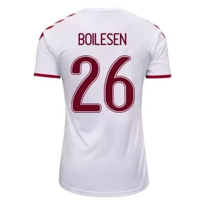 Mujer Selección de fútbol de Dinamarca Camiseta Nicolai Boilesen #26 2ª Equipación Blanco 2021 Chile