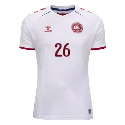 Mujer Selección de fútbol de Dinamarca Camiseta Nicolai Boilesen #26 2ª Equipación Blanco 2021 Chile