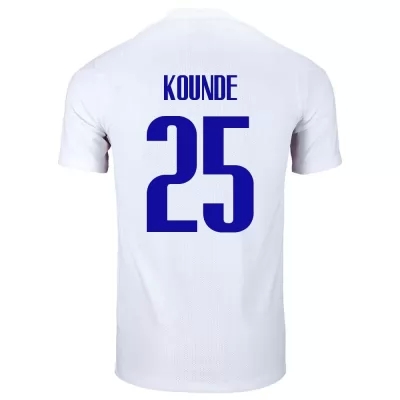 Niño Selección de fútbol de Francia Camiseta Jules Kounde #25 2ª Equipación Blanco 2021 Chile