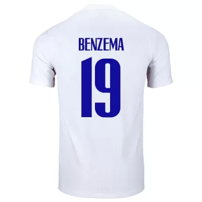 Hombre Selección de fútbol de Francia Camiseta Karim Benzema #19 2ª Equipación Blanco 2021 Chile