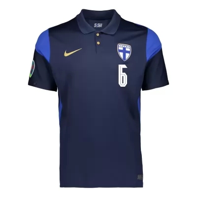 Mujer Selección de fútbol de Finlandia Camiseta Glen Kamara #6 2ª Equipación Azul oscuro 2021 Chile