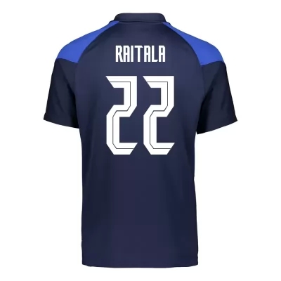 Mujer Selección de fútbol de Finlandia Camiseta Jukka Raitala #22 2ª Equipación Azul oscuro 2021 Chile