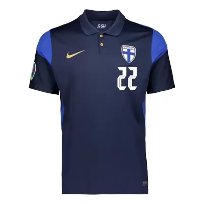 Mujer Selección de fútbol de Finlandia Camiseta Jukka Raitala #22 2ª Equipación Azul oscuro 2021 Chile