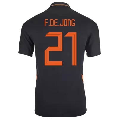 Hombre Selección de fútbol de los Países Bajos Camiseta Frenkie de Jong #21 2ª Equipación Negro 2021 Chile