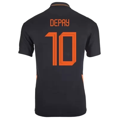 Hombre Selección de fútbol de los Países Bajos Camiseta Memphis Depay #10 2ª Equipación Negro 2021 Chile