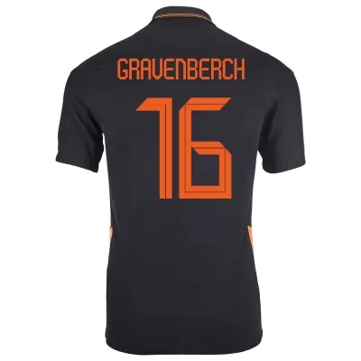 Niño Selección de fútbol de los Países Bajos Camiseta Ryan Gravenberch #16 2ª Equipación Negro 2021 Chile