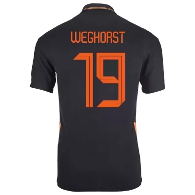 Mujer Selección de fútbol de los Países Bajos Camiseta Wout Weghorst #19 2ª Equipación Negro 2021 Chile