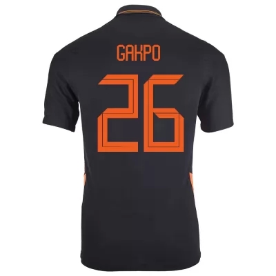 Niño Selección de fútbol de los Países Bajos Camiseta Cody Gakpo #26 2ª Equipación Negro 2021 Chile
