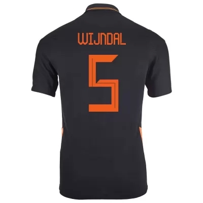Hombre Selección de fútbol de los Países Bajos Camiseta Owen Wijndal #5 2ª Equipación Negro 2021 Chile